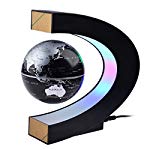 Magnetic Levitation,Petforu High Rotation C Shape Magnetic Suspension Maglev Levitation Globe with LED Lights for Learning Education Teaching Demo Home Office Desk Decoration(US Plug) – Black