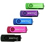 EASTFUN 5Pcs 8GB USB Flash Drive USB 2.0 Flash Memory Stick Fold Storage Thumb Stick Pen(Five Mixed Colors: Black Rose Blue Purple Green)