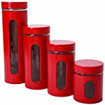 Anchor Hocking Palladian Glass and Stainless Steel Canister Set with Airtight Lids, Cherry, 4-Piece Set