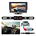 Backup Camera and Monitor Kit For Car,Universal Wired Waterproof Rear-view License Plate Car Rear Backup Camera + 4.3 LCD Rear View Monitor