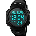 Men’s Digital Sports Watch LED Screen Large Face Military Watches and Waterproof Casual Luminous Stopwatch Alarm Simple Army Watch – Black