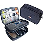 BUBM Electronic Organizer, Double Layer Travel Gadget Carry Bag for Cables, Plugs, Earphone, Flash Hard Drive and More–a Sleeve Pouch for iPad Mini(Medium, Dark Blue)