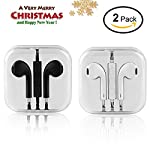 In Ear Headphones,Wired Earbuds Stereo Earphones Sport Headset Remote Volume Control with Microphone Noise Isolating Fits Android Apple Other Devices White/Black (2 Pack)