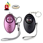 2PACK Personal Security Alarm 130dB Emergency Security Alarm Keychain， LED Flashlight Portable Safety Alarm for Women Elderly Kids as Bag Decoration (Purple&Black)