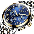 LIGE Men’s Quartz Stainless Steel Watch, Color:Blue (Model: DS13)